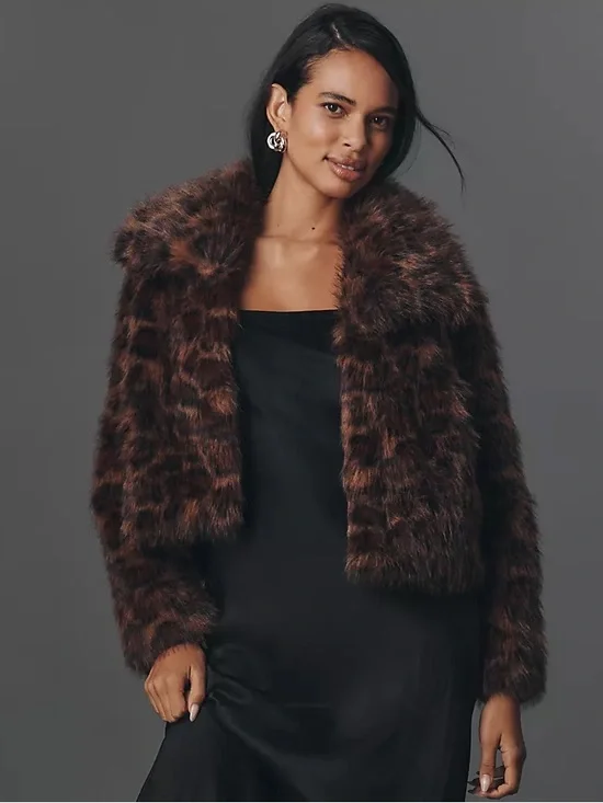 Anthropologie NVLT Faux Fur Crop Jacket - Picture 2 of 9